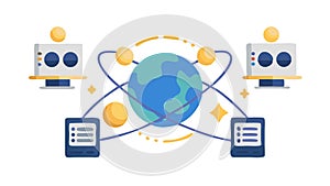 Distributed Computing and International Data Management, vector design Generative AI