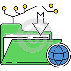 Distributed data base icon vector global network