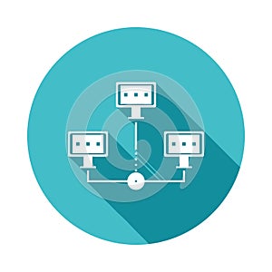 distributed database icon in Flat long shadow style