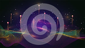 Distributed ledger computer technology concept based abstract matrix background.