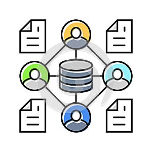 distributed ledger decentralized application color icon vector illustration