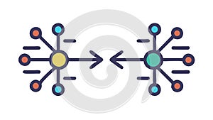 Distributed Network: Interconnected Nodes Data Flow, vector design Generative AI