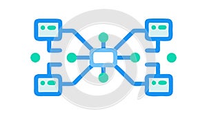 Distributed System: Interconnected Data Nodes and Network Flow, vector design Generative AI