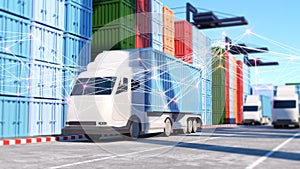 Distributing goods from the port by transport containers,container car,container transport