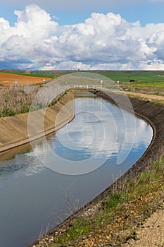 Distribution Channel water for Irrigation in curve