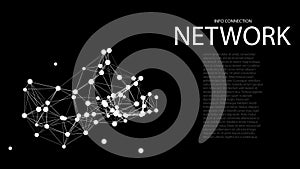 Distribution of data. Network visualization, internet communication. Technological background. Vector illustration