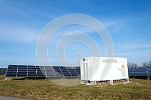 Distribution point at solar panels photovoltaics power station, energy innovation