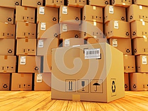 Distribution warehouse, package shipment, freight transportation and delivery concept