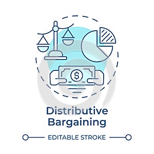 Distributive bargaining soft blue concept icon photo