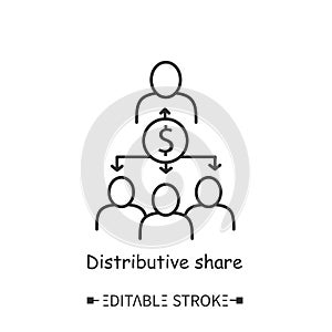 Distributive share line icon.Editable illustration