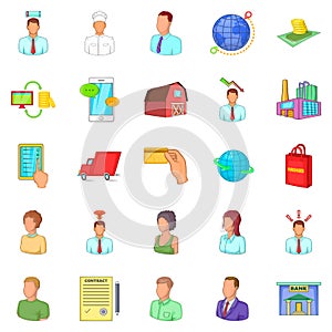 Distributive trades icons set, cartoon style photo