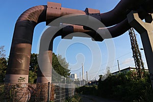 Distric heating pipes in the city of Mannheim in Germany.