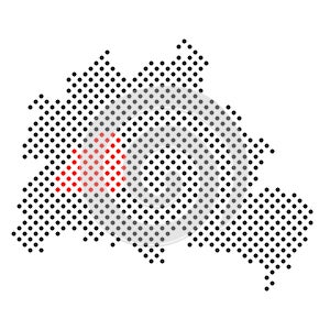 District Charlottenburg-Wilmersdorf in german city Berlin on dotted map