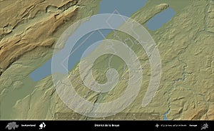 District de la Broye outlined, Switzerland. Physical