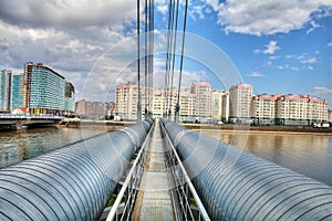 District heat pipes crossing river