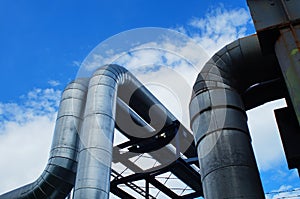 District heating pipes at a combined heat and power plant