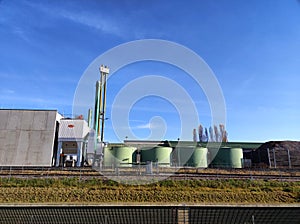 District heating plant with biomass woodchips