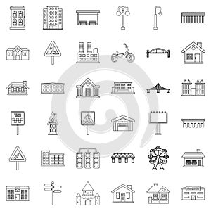 District icons set, outline style