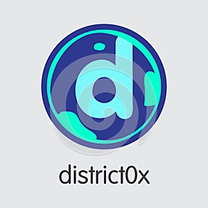 DISTRICT0X Cryptographic Currency - Vector Coin Illustration.