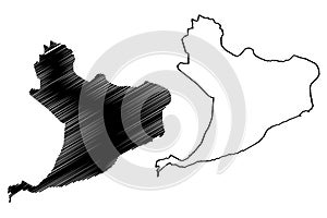 Distrito Nacional Province Dominican Republic, Hispaniola, Provinces of the Dominican Republic map vector illustration, scribble photo