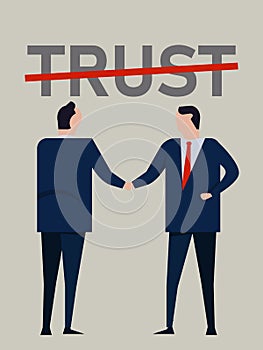 distrust or no trust in partnership business low lack lost of faith people no handshake photo