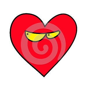 Distrustful heart. Heart agent. Heart Emoticon.