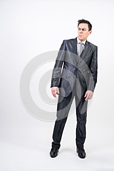 Distrustful man in suit