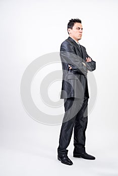 Distrustful man in suit