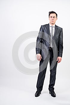 Distrustful man in suit