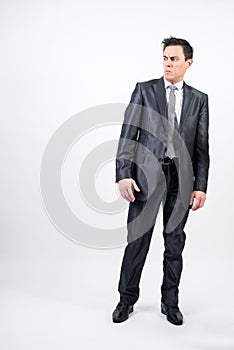 Distrustful man in suit