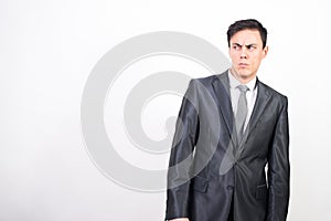 Distrustful man in suit