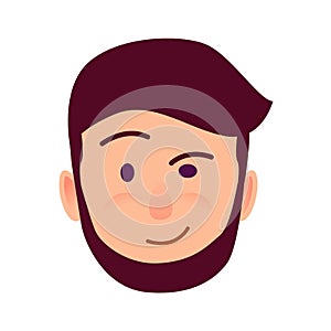 Distrustful Young Man Face Flat Vector Icon