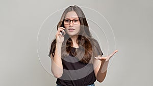 Disturbing call phone conflict annoyed woman