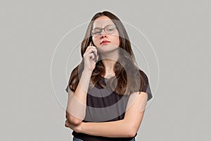 Disturbing call phone scam skeptic woman spam