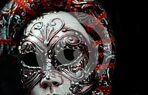 A disturbing mask with a black background