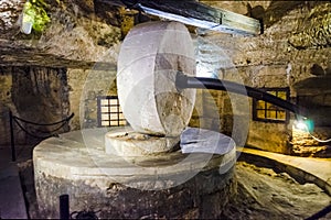 Disused ancient underground oil mill in Gallipoli, Italy