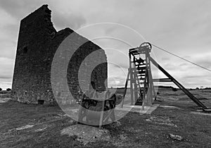 Disused Macines at Magpie Mine in Black and White