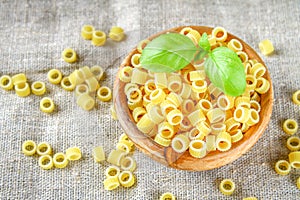 Ditalini macaroni. Pasta rings. Tubettini and thimbles. Anellini.