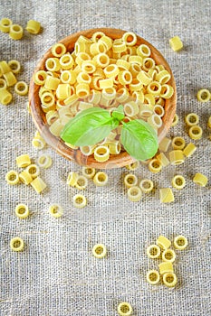 Ditalini macaroni. Pasta rings. Tubettini and thimbles. Anellini.