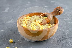 Ditalini macaroni. Pasta rings. Tubettini and thimbles. Anellini.