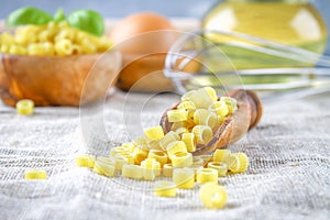 Ditalini macaroni. Pasta rings. Tubettini and thimbles. Anellini.