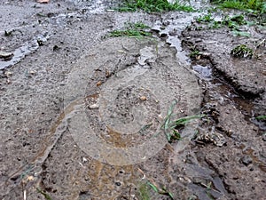 Ditches in the ground after floods photo