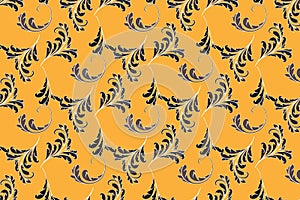 Ditsy background textured pattern scattered over a yellow background