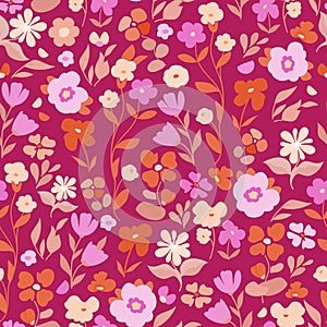 Ditsy simple flower seamless pattern vector. For fashion, fabric, wallpaper, cover, prints. Cute Small purple flowers background