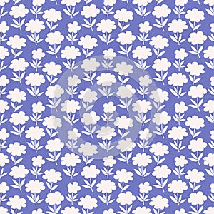 Ditsy style fabric, floral seamless pattern. Vintage decorative print with small white flowers