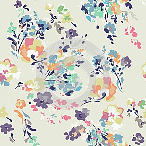 Ditsy watercolor style floral print - seamless background