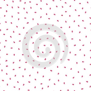 Ditzy pink ladybugs seamless vector pattern background. Kawaii carton ladybird characters dense scattered backdrop. All