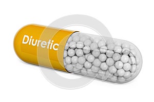 Diuretic Drug, capsule with diuretic. 3D rendering