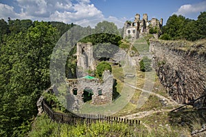 Divci kamen, Trisov, Czech republic, View of Girls rock ruin, ruin of castle in south bohemia