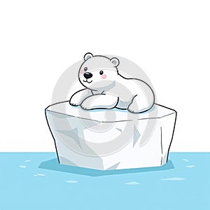 Cute Polar Bear Laying on Iceberg Vector Illustration photo